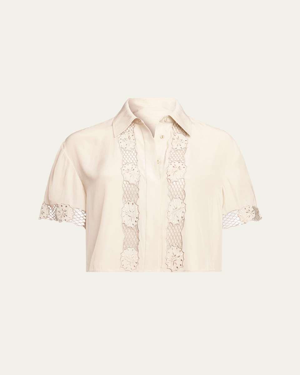 Tania Embroidered Button-Front Top